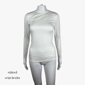 NWT N by Naked Wardrobe Women's Sculpt Long Sleeve Top in White Size M Shapewear